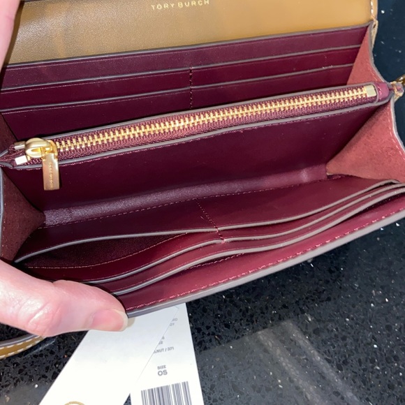 Tory Burch T Monogram Jacquard Wallet Crossbody Clutch Fanny Pack Hazelnut EUC - Picture 8 of 15